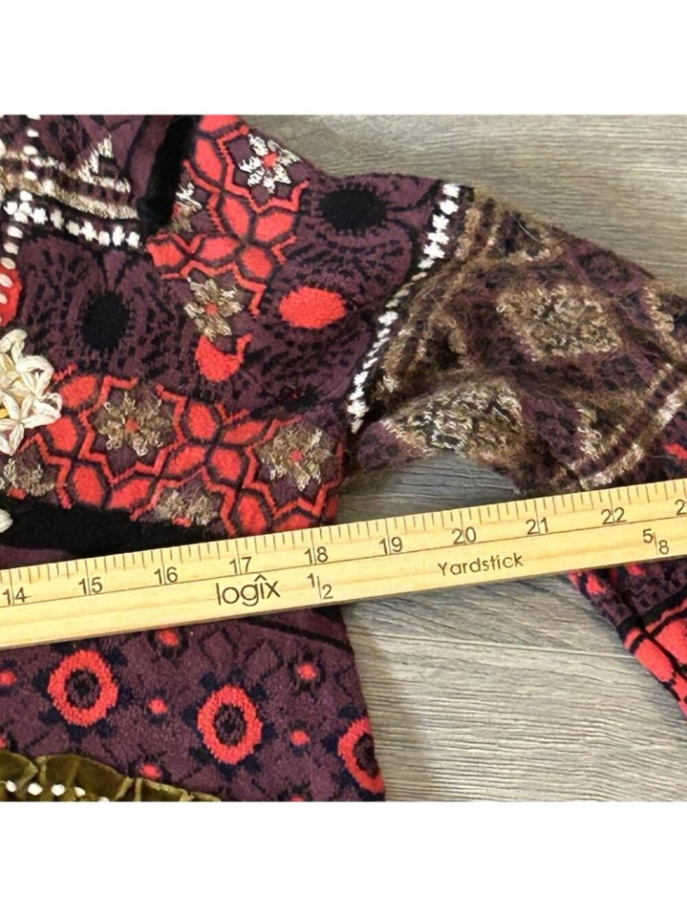 Free People Sweater Womens M Wool Alpaca Blend Embroidered Sequin Boho Hippie - Picture 13 of 15